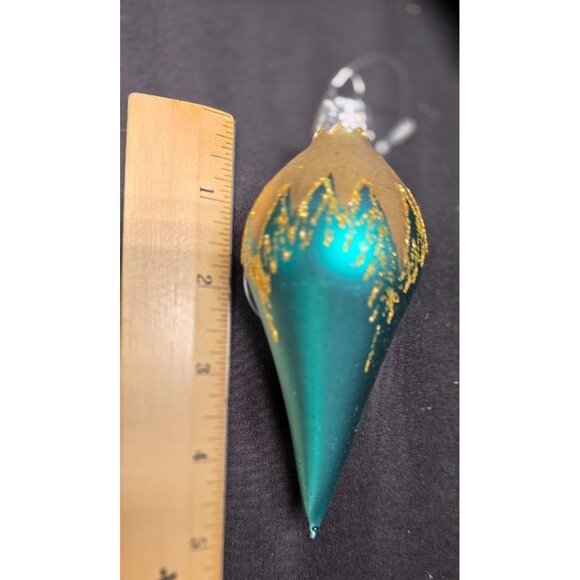 Lot of Vintage Teardrop Stencil Feather Tree Ornaments Glitter Mercury Glass - Picture 7 of 8